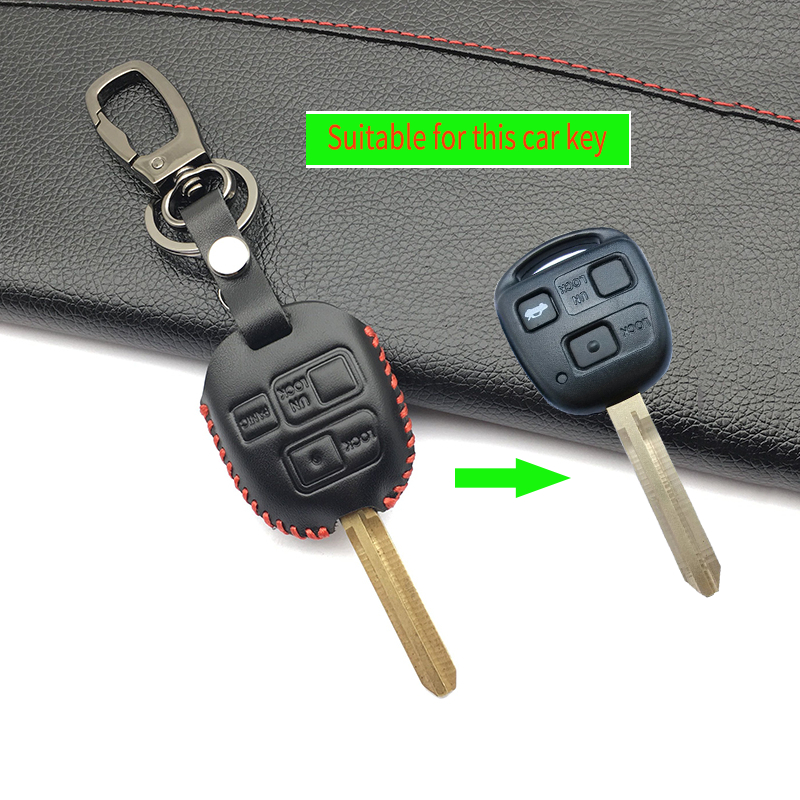 ֽ   ڵ   ڵ Ű ü ̽ Ŀ Ÿ Ÿ  RAV4 Corolla į Celica ƹ߷ 3 /Latest Genuine Leather Car Remote Control Car Key Chain Case Cover For T